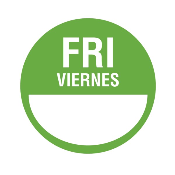 Nevs Dissolvable DaySpots - Friday/Viernes 3" circle White w/Green DDOT-FS3W - main